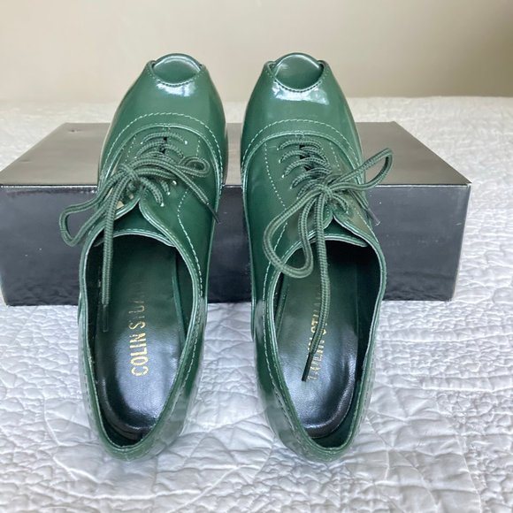 COLIN STUART Green Peep Toe Heeled Oxford Size 7.5 - Picture 5 of 9